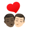 Kiss- Man- Man- Dark Skin Tone- Light Skin Tone emoji on Emojione